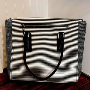Stella & Dot Black and White Striped Tote